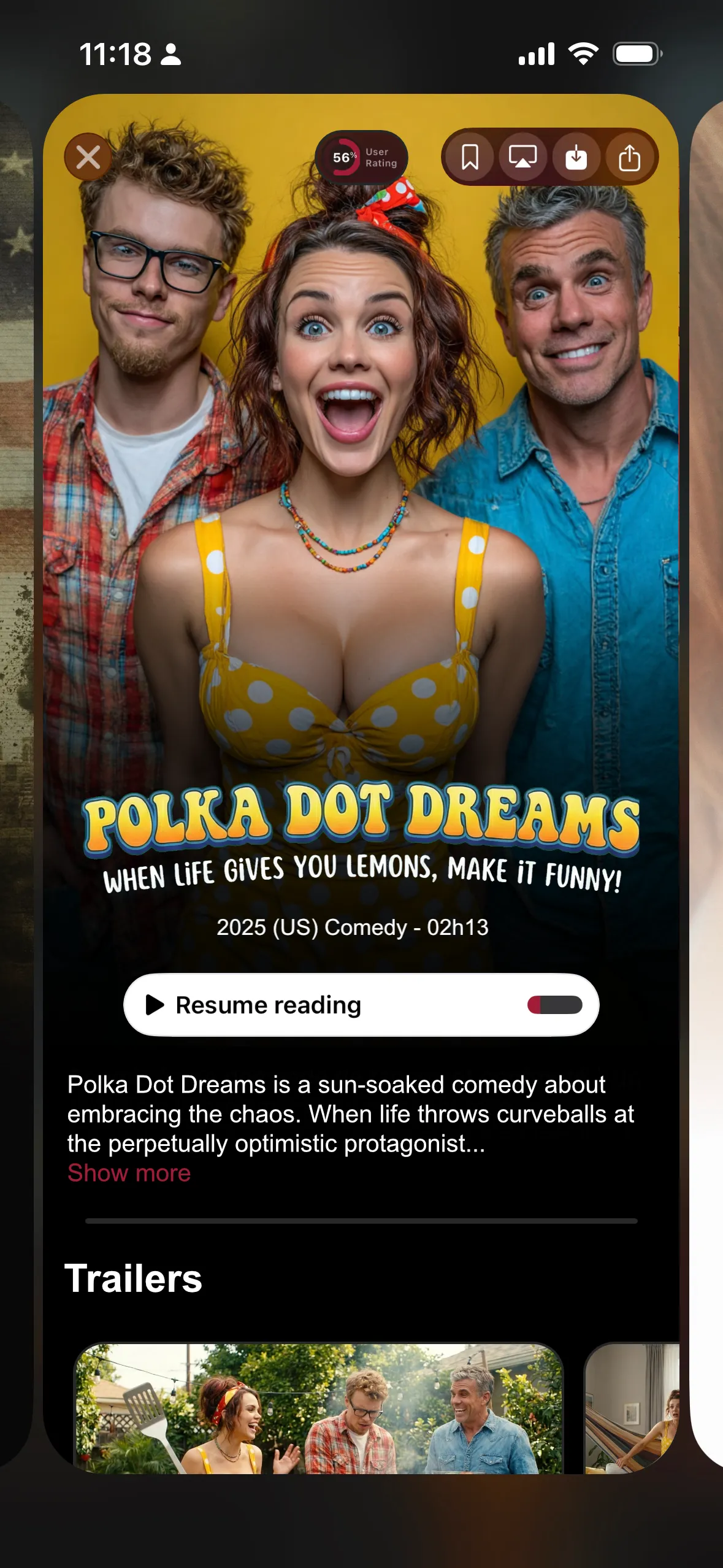 En filmsida i SeeClap